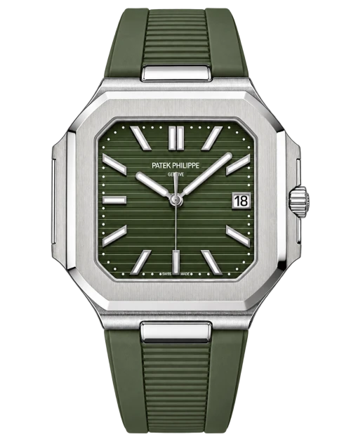 Реплика часов Patek Philippe Cubitus 5821 1A-001, оливковый ремешок — фото товара LuxuryWatch